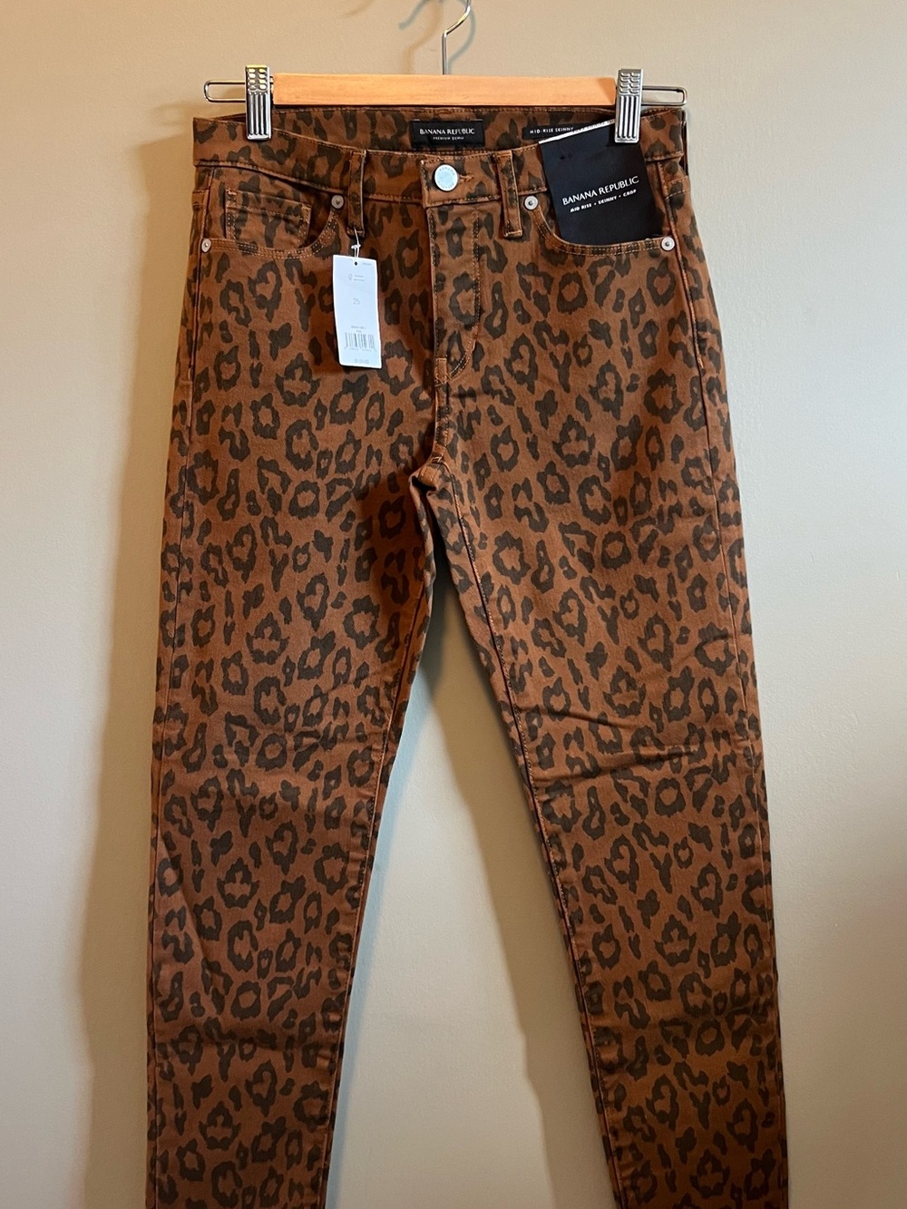 Banana Republic Brown and‎ Black Leopard-Print Mid-Rise Skinny Jeans